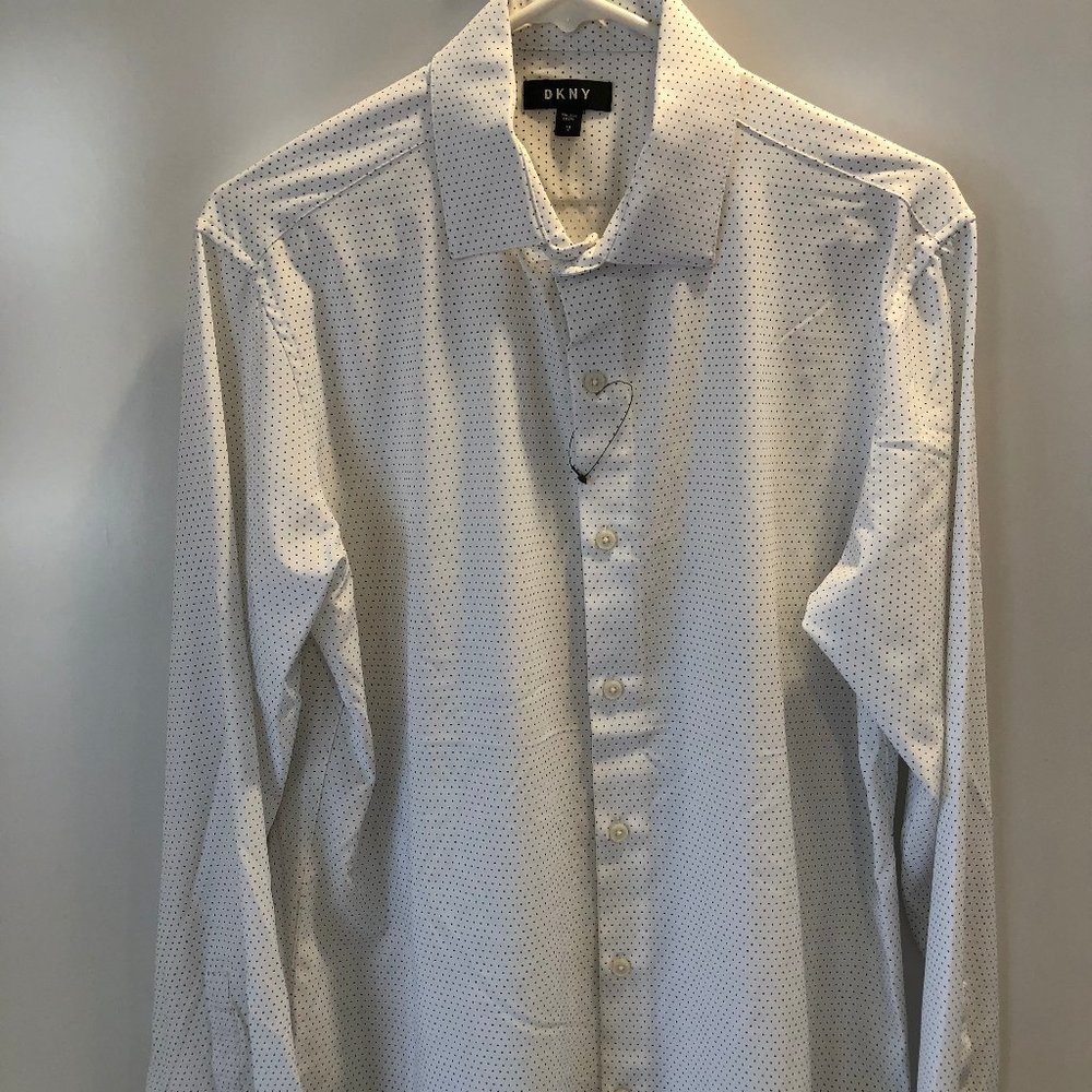 DKNY button-up long sleeve white shirt